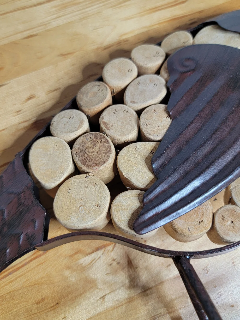 Source Unknown Brown and Natural Wood Bird Ornament